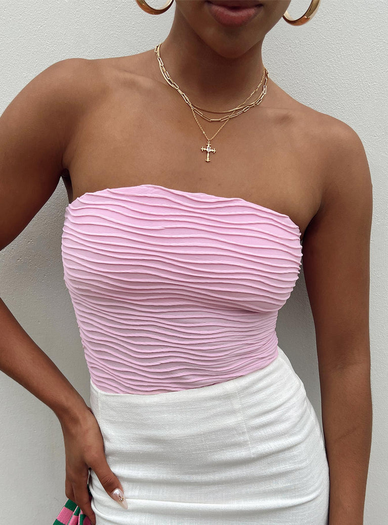 Neon Pink Strapless Bodysuit - XS