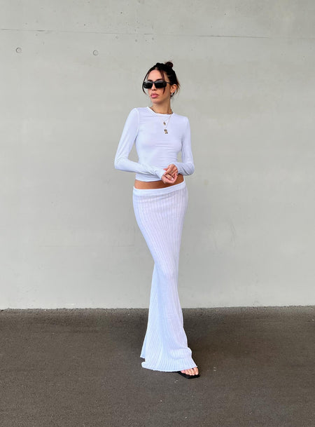 Belle Knit Maxi Skirt White