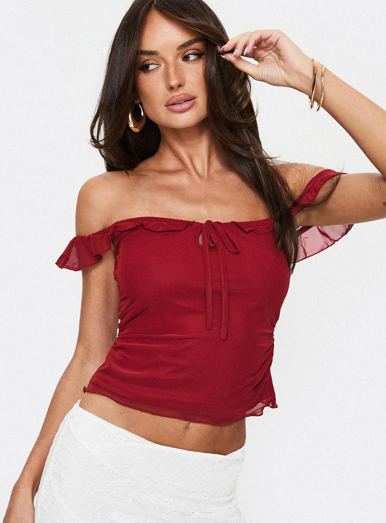 Ayaan Off The Shoulder Top Red