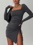 Caprani Long Sleeve Mini Dress Grey