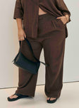 Zenia Linen Blend Pants Chocolate Curve
