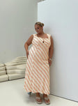 Princess Polly Curve  Printed linen maxi dress Fixed shoulder straps, square neckline, button fastening at bust, waist tie at back, invisible zip fastening down side Non-stretch material, fully lined  Princess Polly Lower Impact