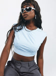 Crop top Ruched at side Good stretch Mesh lined