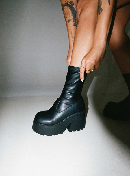 Windsor Smith Found Black Stretch Sock Boots