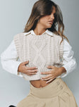 Carey Sweater Vest Beige Princess Polly  Cropped 