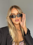 Sunglasses 100% plastic UV 400 Rectangle design  Moulded nose bridge  Black tinted lenses Lightweight 