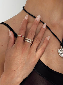 Gold-toned ring pack Gemstone detail, pack of three, lightweight