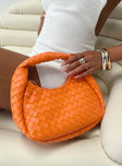 Bag Single strap, faux leather, woven pattern, zip fastening, internal pockets