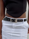 Belt Faux leather material Silver-toned hardware Diamante detail Large buckle detail