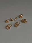 Gold toned earring pack Four pairs &amp; two separate styles, stud fastening