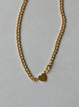 Necklace Choker style Heart pendant Gold-toned Lobster clasp fastening