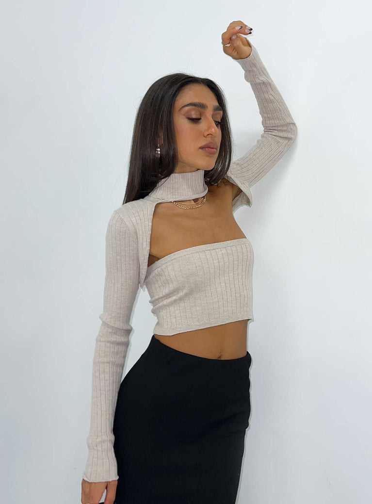 Cruiser Sweater Beige Princess Polly  Cropped 