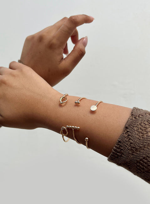 Cuff bracelet set 100% recycled brass Set of three Gold toned