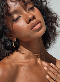 Necklace Gold toned Snake chain Gemstone drop charm Lobster clasp fastening