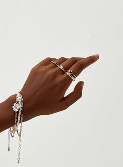 Ring pack Set of four Gold toned Gemstone detail Lightweight