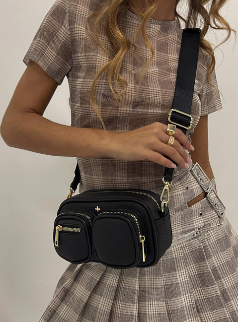 Peta & Jain Lala Crossbody Bag Black Pebble / Gold