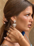 Silver-toned earrings Drop design, heart-shaped charm, stud fastening