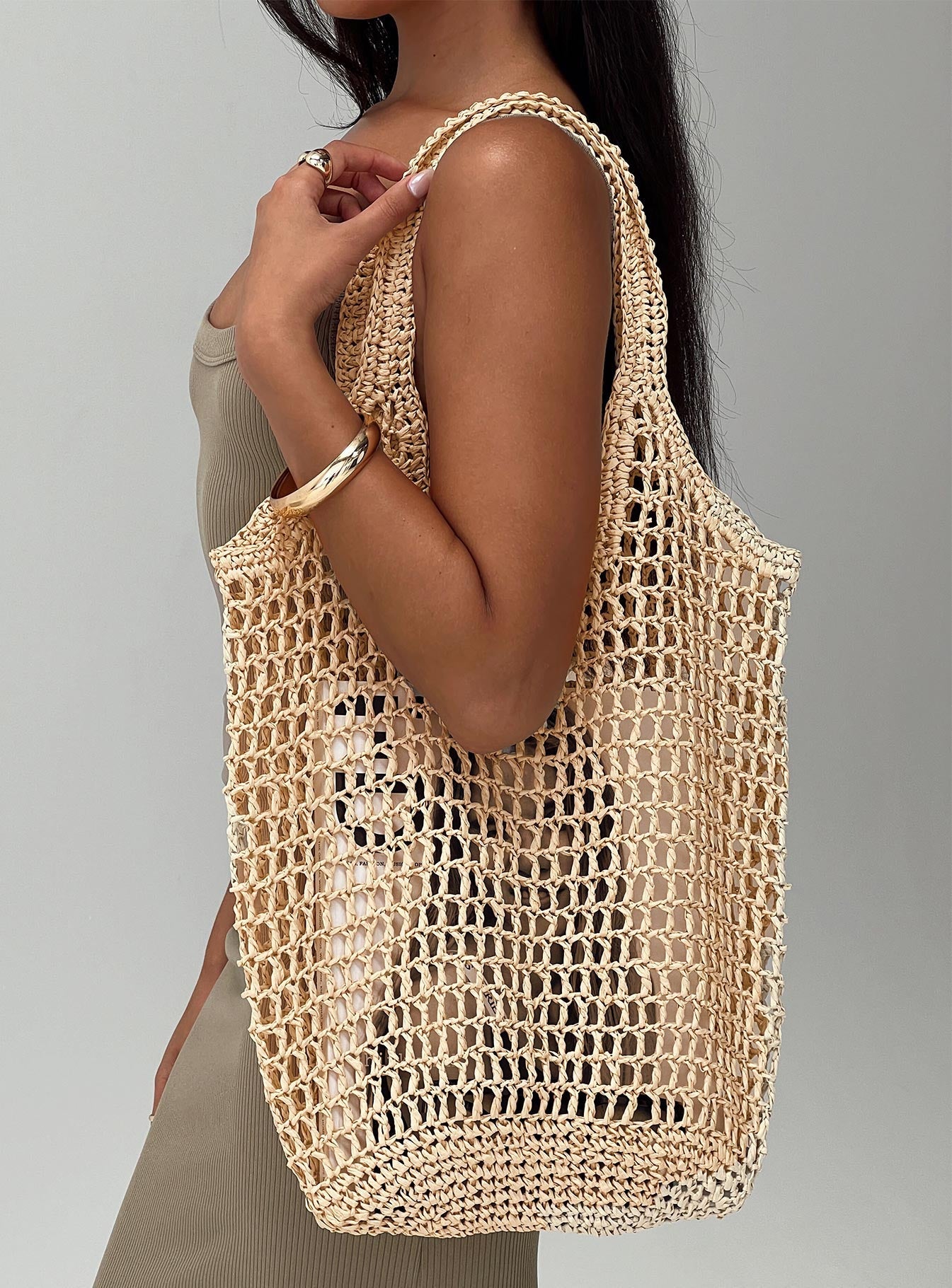 Tote  Woven style, fixed shoulder straps
