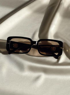 Sunglasses  UV 400 Oversized rectangle frame Transparent lenses Gold-toned hardware  Moulded nose bridge 