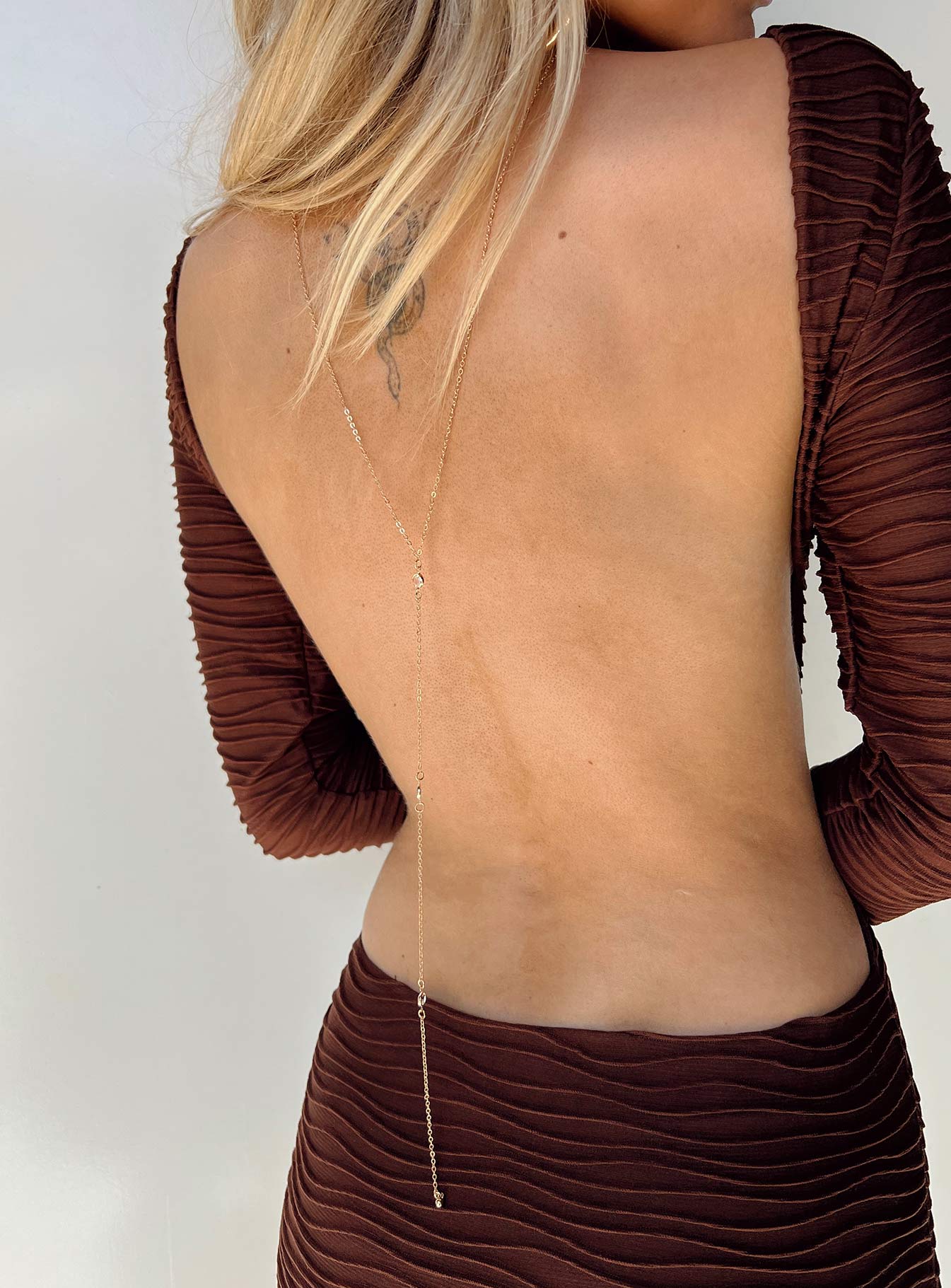 Necklace Dainty chain Gold-toned Diamante detail