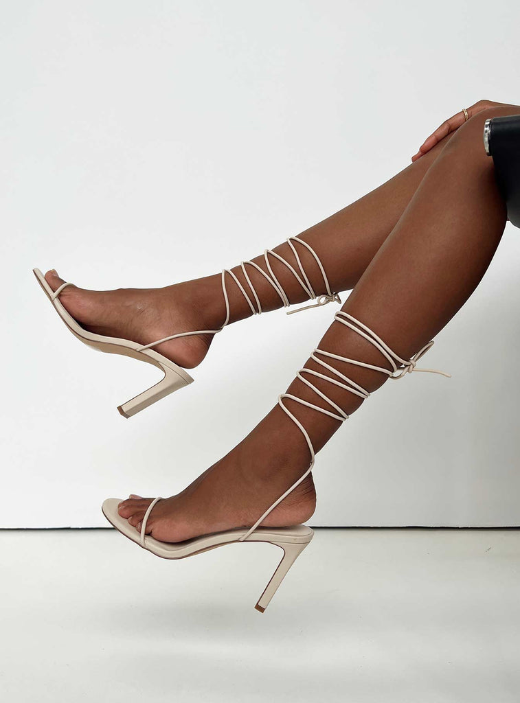 strappy heels beige
