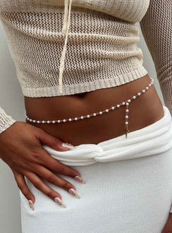Chain belt Gold-toned Pearl detail Lobster clasp fastening 