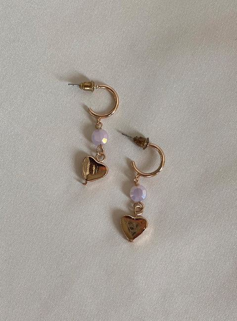 Earrings 90% recycled zinc 10% glass Hoop & drop charm style Stud fastening Gold toned