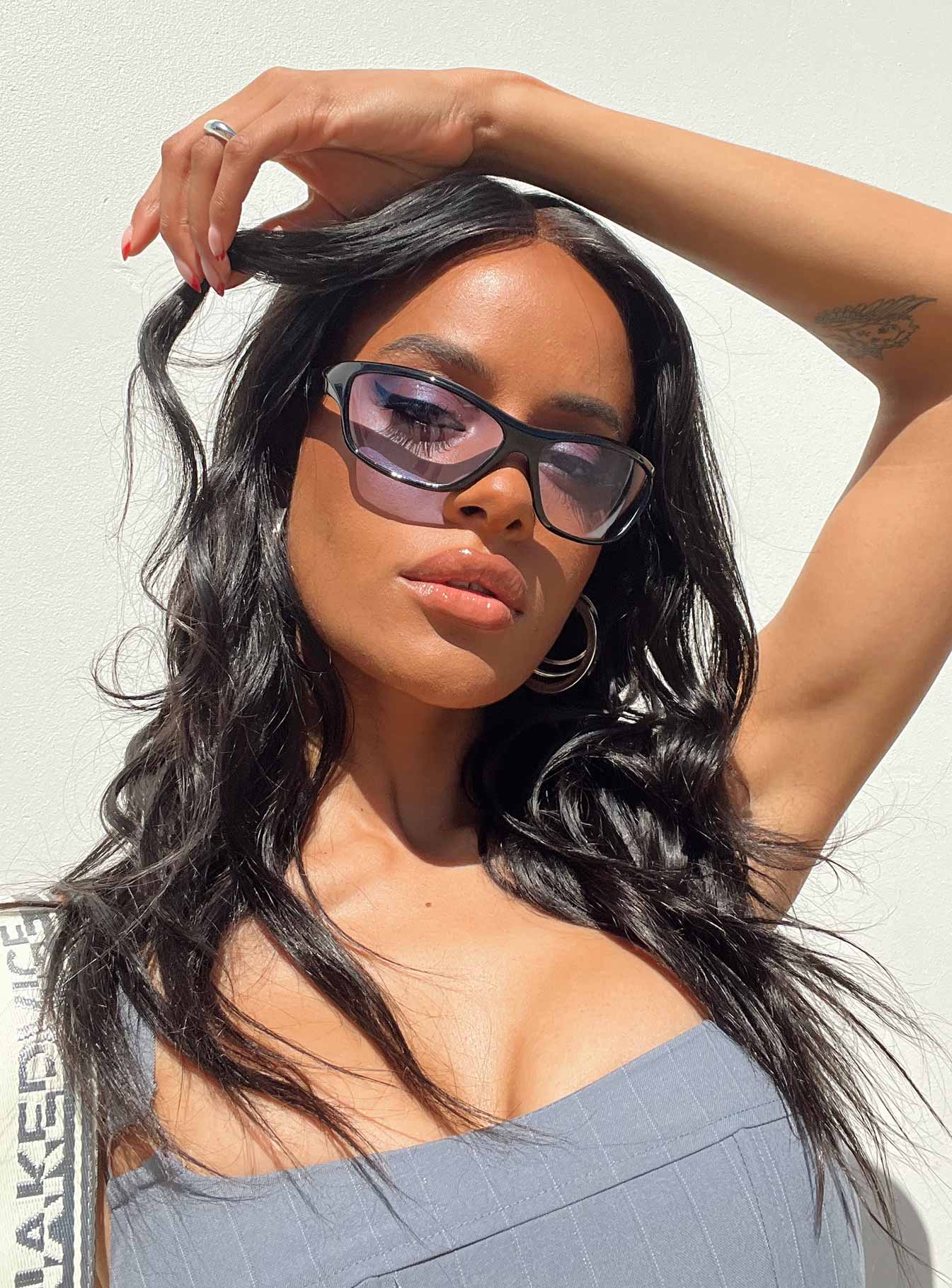 Sunglasses Wrap around style  Blue tinted lenses  Lightweight