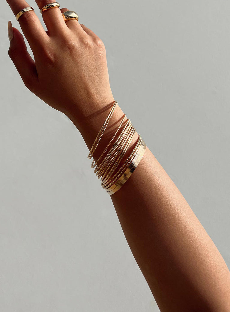 Bangles Gold-toned Pack of fourteen Individual styles - these can be worn separately  