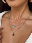 Necklace set Dainty gold chains Gemstone pendants Lobster clasp fastening