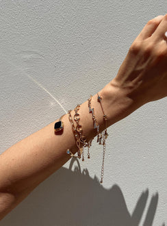 Bracelet Pack of five separate styles These can be worn separately Diamante detail  Lobster clasp fastening Gold-toned Single bangle style Four dainty chains - each style differs