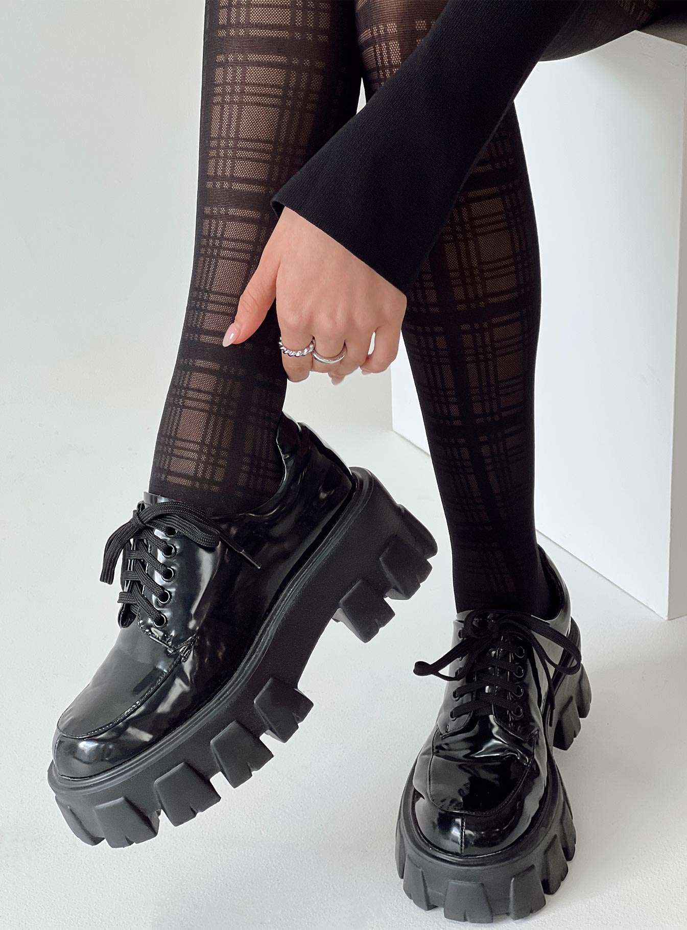 Stockings High waisted fit Plaid design