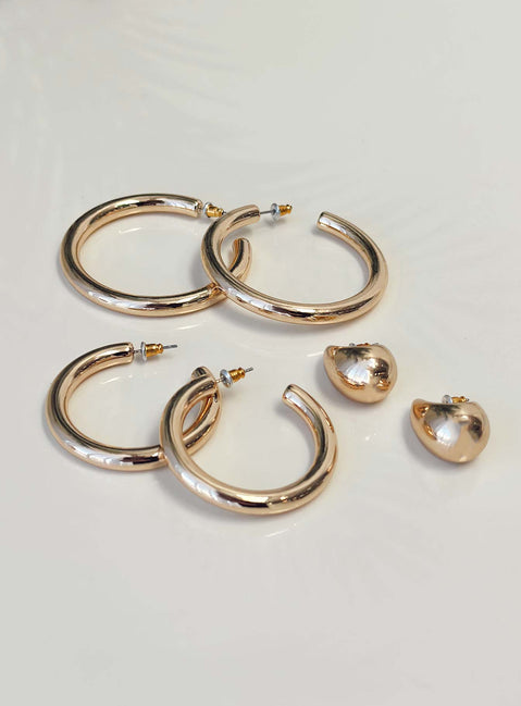 Velvette Earring Pack Gold
