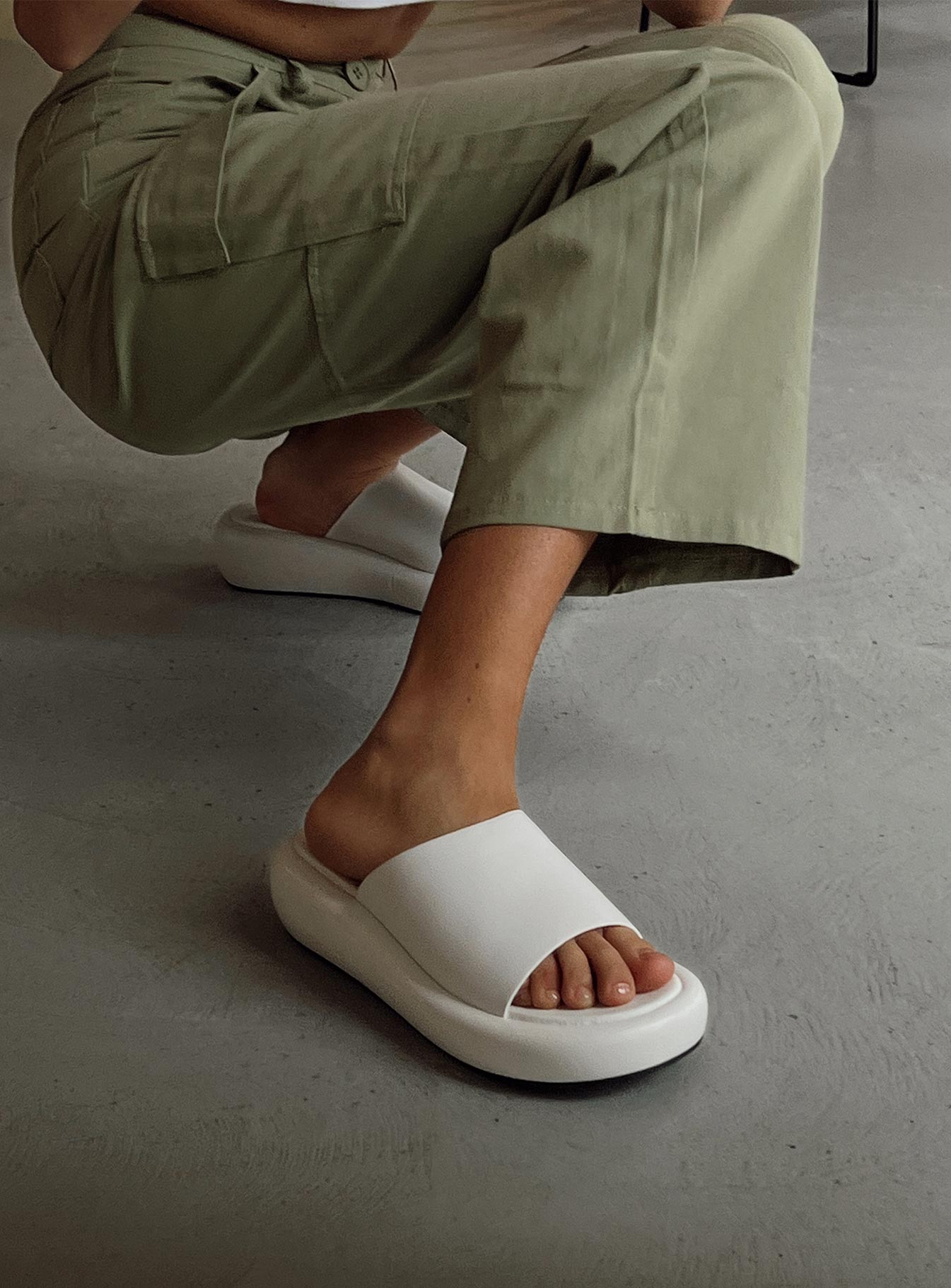 Sandals Faux leather material Single wide upper Padded footbed