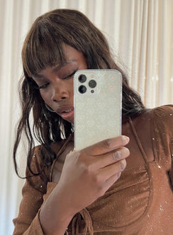 iPhone case Clear plastic style Iridescent heart print Lightweight