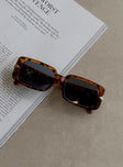 Sunglasses  UV 400  Rectangle shape  Tort frame  Grey tinted lenses  Moulded nose bridge  Gold-toned hardware 