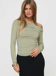 Long sleeve top One shoulder style, ruching at sides