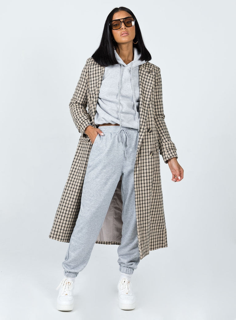 Oversized coat  Princess Polly Exclusive 100% polyester  Plaid print  Lapel collar  Double-breasted design  Twin front pockets  Single-button cuff Padded shoulders  Satin lined 