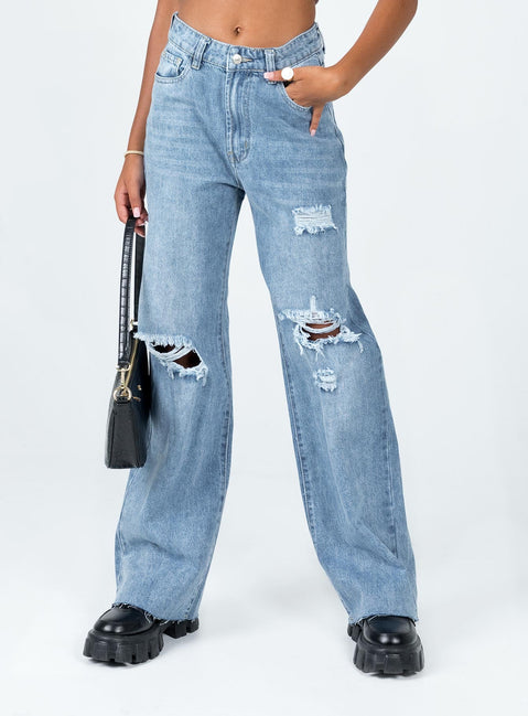 Princess Polly Mid Rise  Meliana Wide Leg Denim Jeans