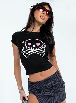Black baby tee Puff graphic print  Good stretch 