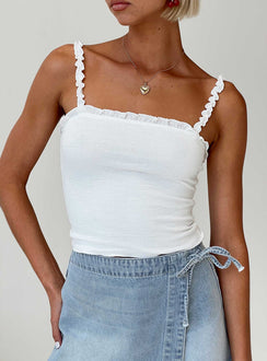 Cami top Elasticated shoulder straps Frill trim Square neckline Good stretch Fully lined