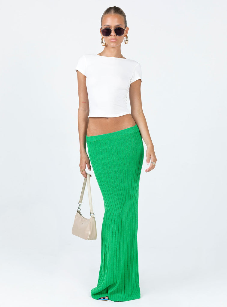 Belle Knit Maxi Skirt Apple Green