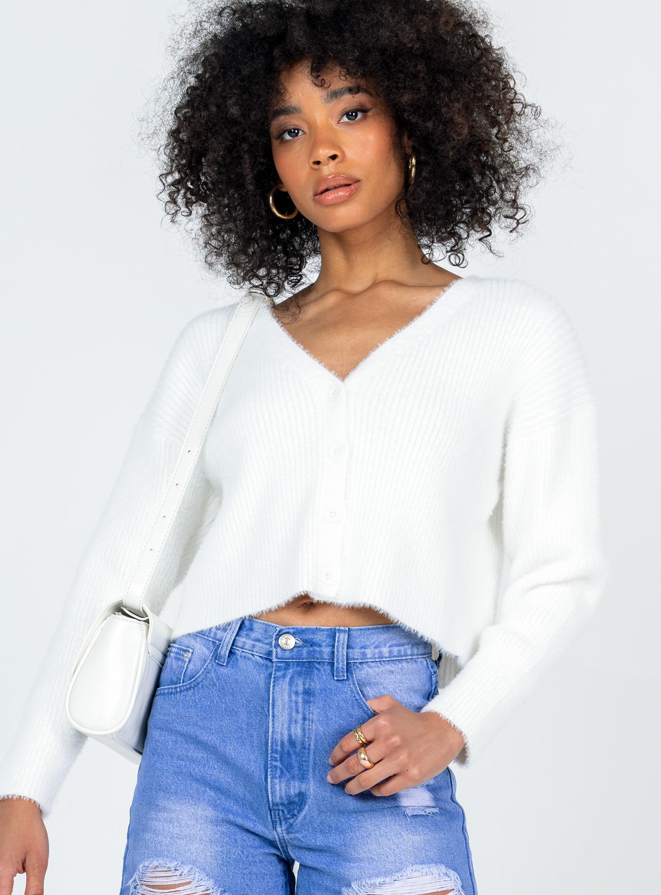 Say So Cardigan Cream Princess Polly  Cropped 