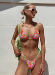 Bikini bottoms Floral print Tie side design Adjustable coverage Cheeky cut bottoms Fully lined