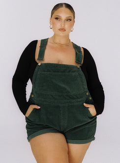 Kacey Short Overalls Khaki Curve