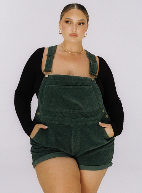 Kacey Short Overalls Khaki Curve