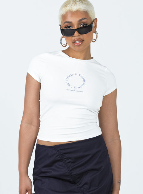 Tee Graphic print Cap sleeve Good stretch