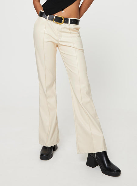 LNA CLOTHING Womens Beige Faux Leather Tie Pocketed Drawstring Waist Cropped Pants main image 1