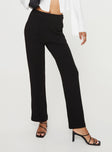 High rise pants Thick waistband, invisible zip fastening, straight leg Non-stretch material, unlined 