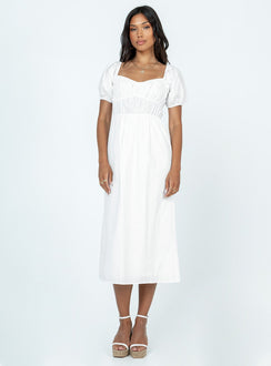 Maxi dress Puff sleeves Elasticated design  Partially lined 
